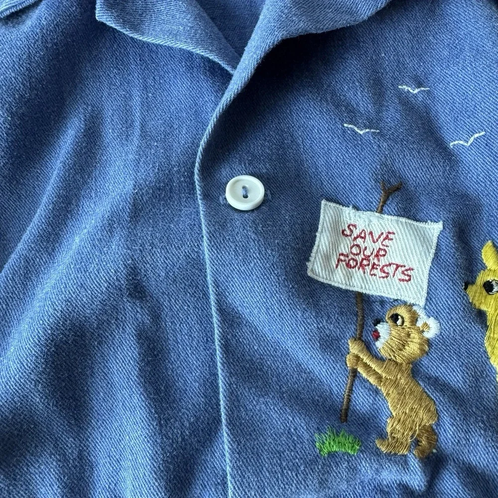 Vintage Baby Smokey The Bear Jacket 60 70s Denim Shirt Save Our Forests *no Size